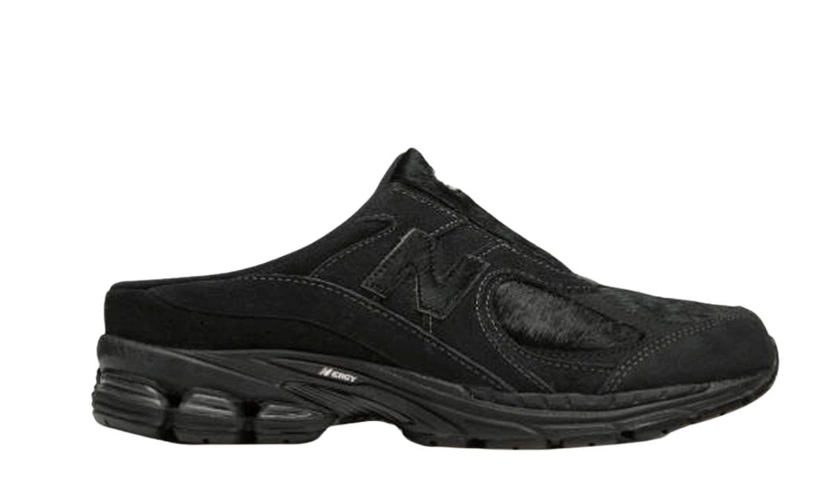 New Balance 2002R Mule Triple Black Pony Hair