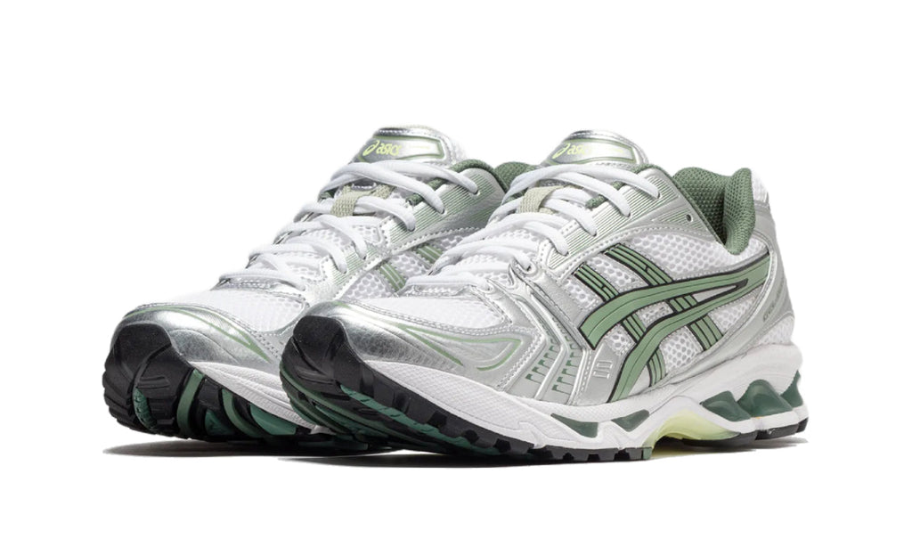 ASICS Gel-Kayano 14 White Pure Silver Slate Grey Sage 1201A019-107 — Vista 2