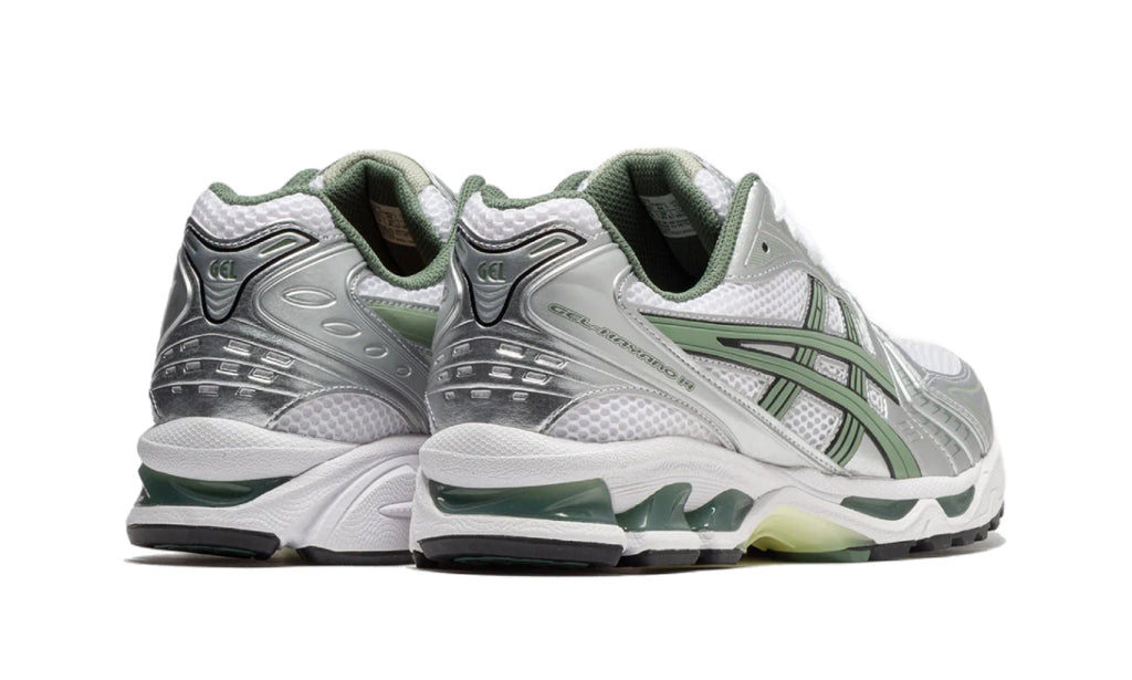 ASICS Gel-Kayano 14 White Pure Silver Slate Grey Sage 1201A019-107 — Vista 3