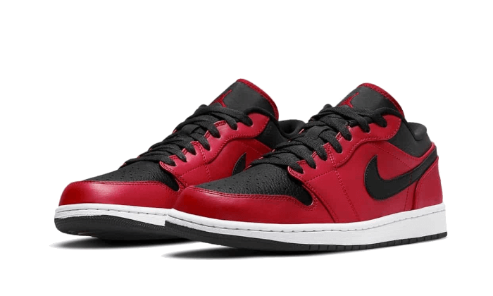 Air Jordan 1 Low Reverse Bred Pebbled Swoosh 553558-605 — Vista 2