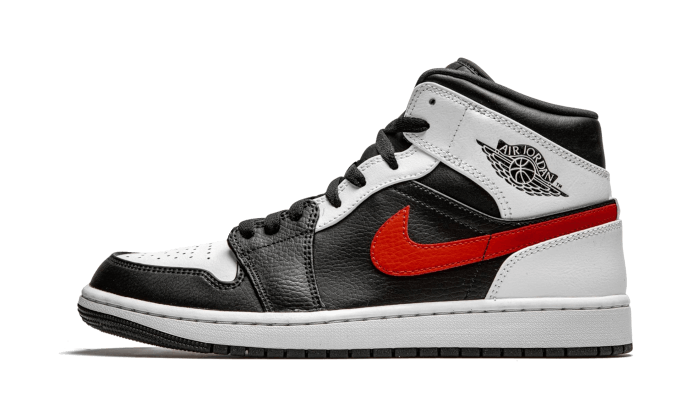 Air Jordan 1 Mid Black Chile Red White 554724-075 — Vista 1