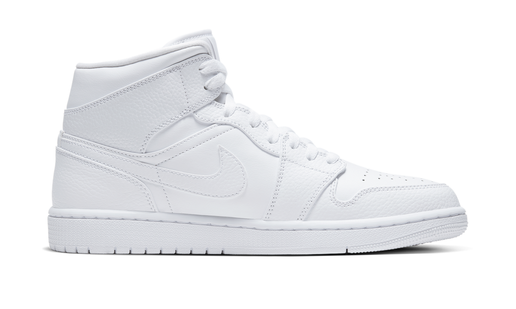 Air Jordan 1 Mid Triple White 2.0 (2020) 554724-130 — Vista 2