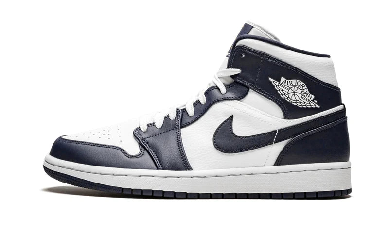 Air Jordan 1 Mid White Metallic Gold Obsidian 554724-174 — Vista 1