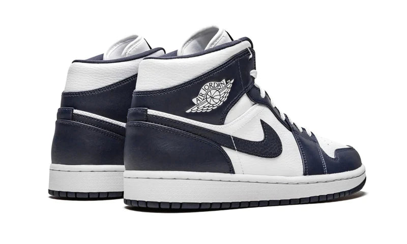 Air Jordan 1 Mid White Metallic Gold Obsidian 554724-174 — Vista 3