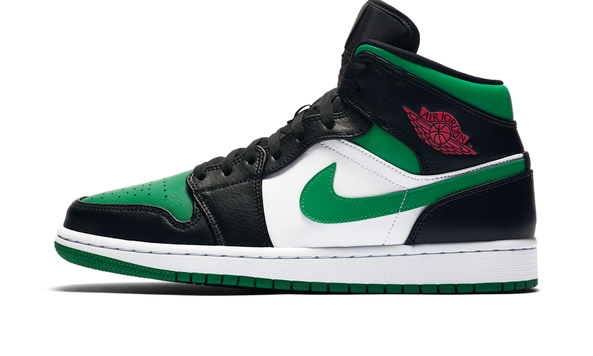 Air Jordan 1 Mid Green Toe (GS) 554725-067 — Vista 1