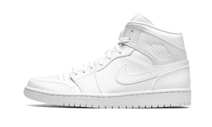 Air Jordan 1 Mid Triple White (GS) 554725-130 — Vista 1