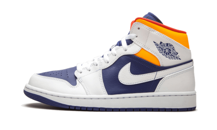 Air Jordan 1 Mid White Laser Orange Deep Royal Blue 554725-131 — Vista 1