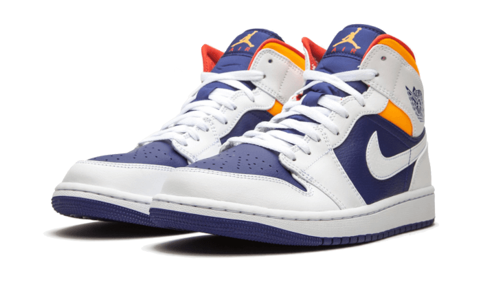 Air Jordan 1 Mid White Laser Orange Deep Royal Blue 554725-131 — Vista 2