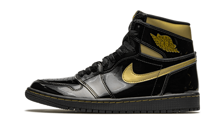 Air Jordan 1 Retro High Black Metallic Gold 555088-032 — Vista 1