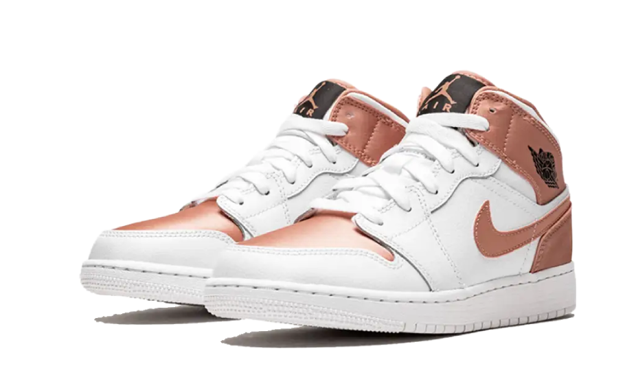 Air Jordan 1 Mid White Rose Gold 555112-190 — Vista 2