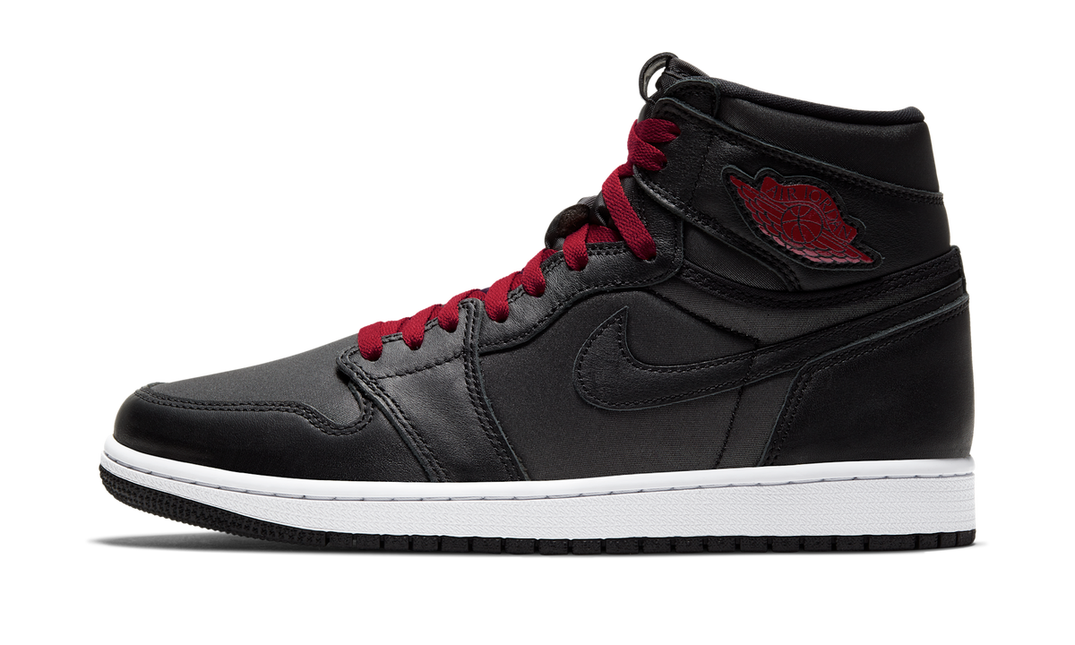 Air Jordan 1 Retro High Black Satin Gym Red (GS) 575441-060 — Vista 1
