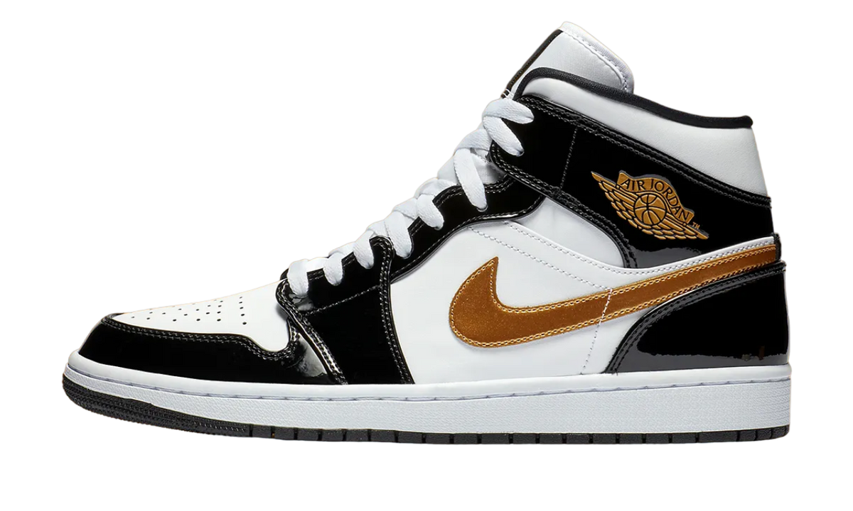Air Jordan 1 Mid SE Gold Patent 852542-007 — Vista 1