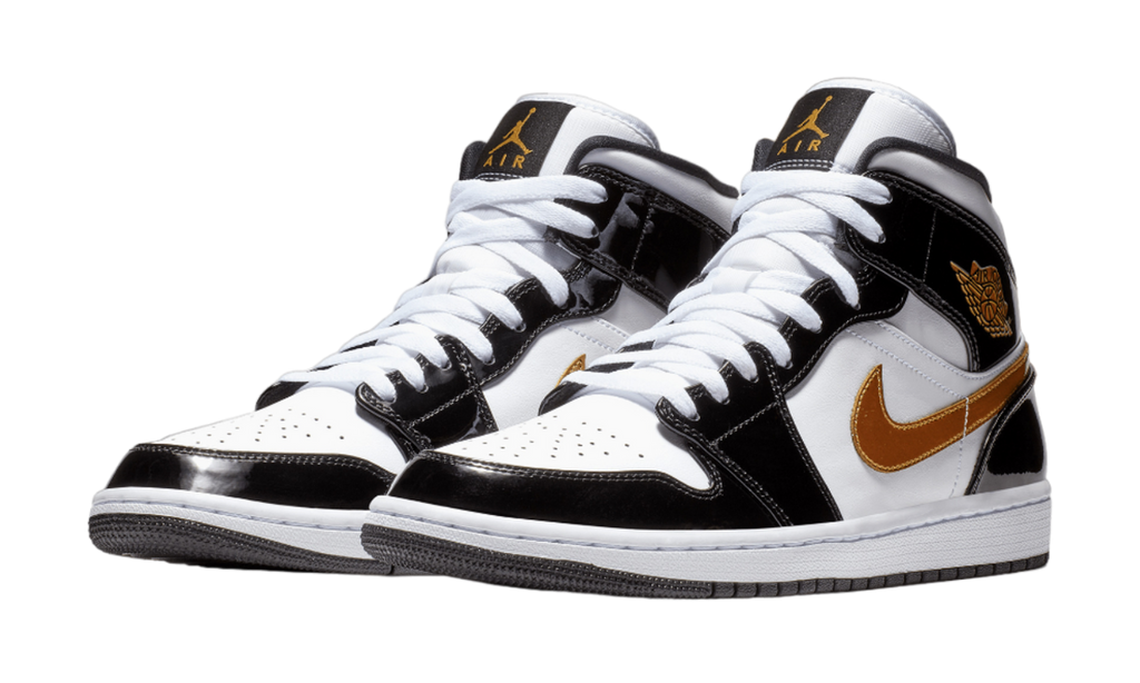 Air Jordan 1 Mid SE Gold Patent 852542-007 — Vista 2