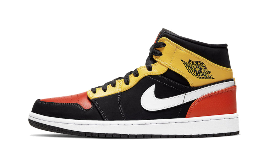 Air Jordan 1 Mid Black Amarillo Orange 852542-087 — Vista 1