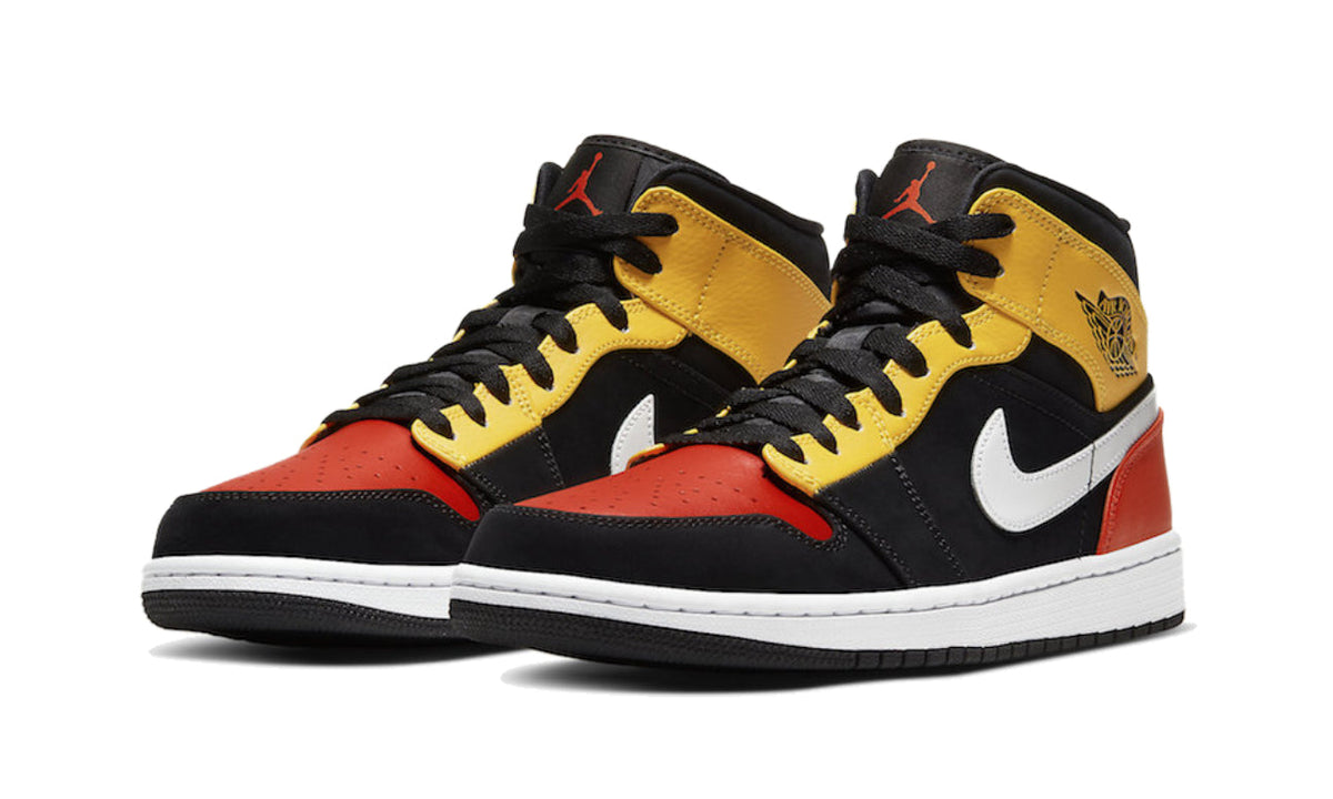 Air Jordan 1 Mid Black Amarillo Orange 852542-087 — Vista 2