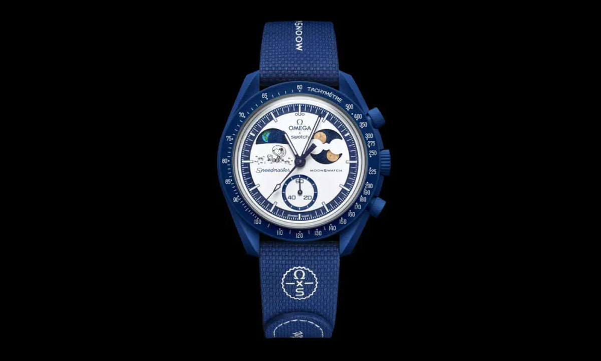 Swatch x Omega Bioceramic Moonswatch Mission To Earthphase Moonshine Snoopy Gold