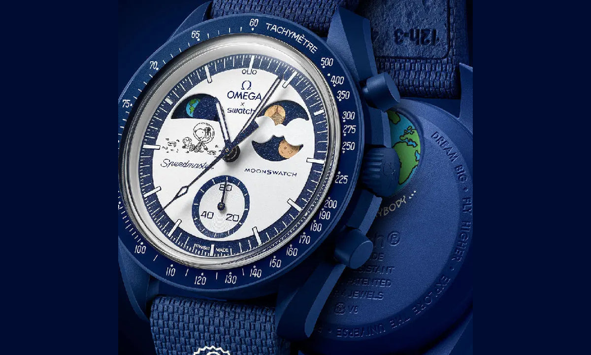 Swatch x Omega Bioceramic Moonswatch Mission To Earthphase Moonshine Snoopy Gold