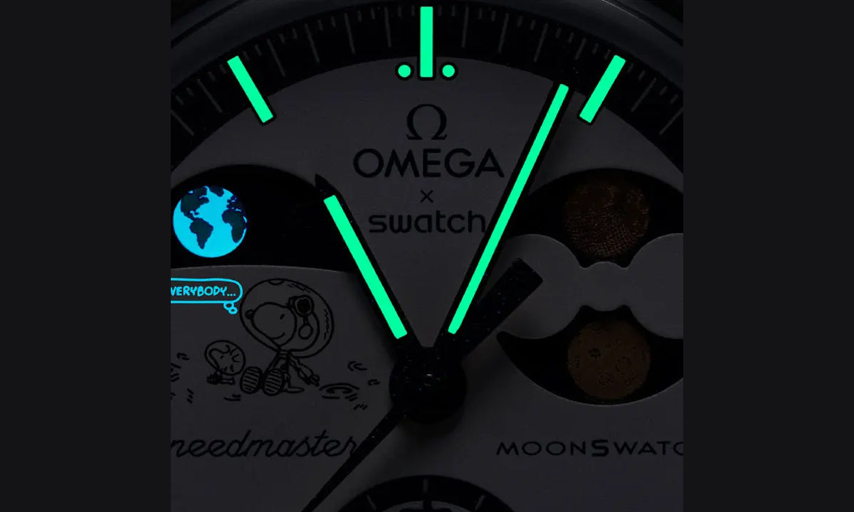 Swatch x Omega Bioceramic Moonswatch Mission To Earthphase Moonshine Snoopy Gold