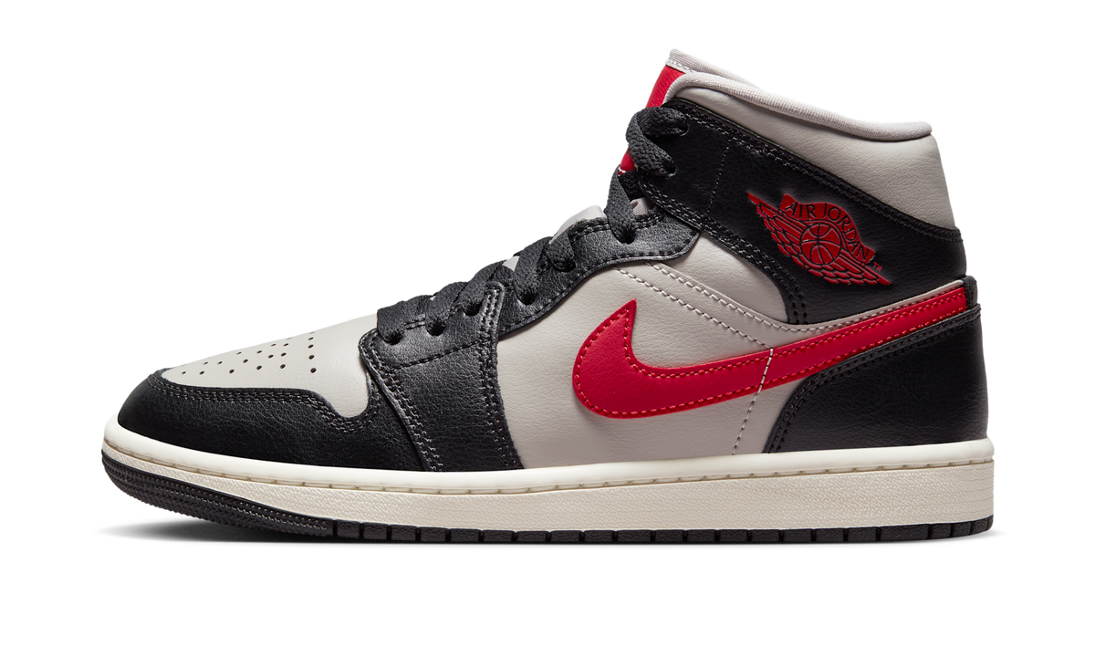 Air Jordan 1 Mid Black College Grey Gym Red (Women's) BQ6472-060 — Vista 1
