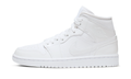 Air Jordan 1 Mid Triple White Patent Swoosh (Women's) BQ6472-100 — Vista 1