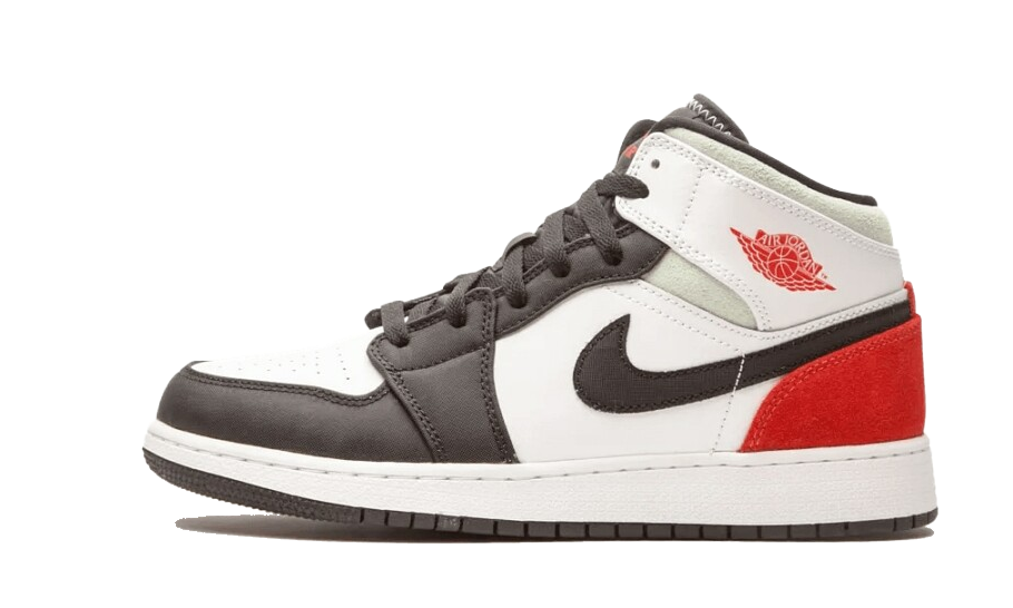 Air Jordan 1 Mid SE White Black Red Spruce (GS) BQ6931-100 — Vista 1
