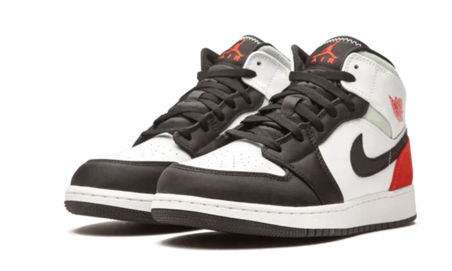 Air Jordan 1 Mid SE White Black Red Spruce (GS) BQ6931-100 — Vista 2