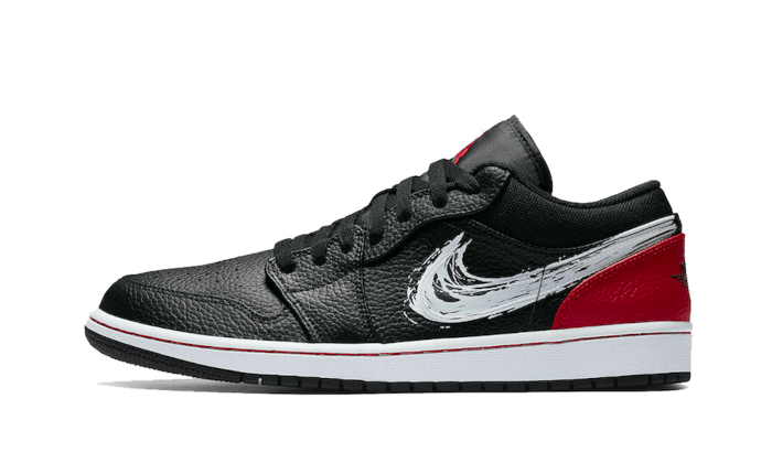 Air Jordan 1 Low Brushstroke Swoosh Black DA4659-001 — Vista 1