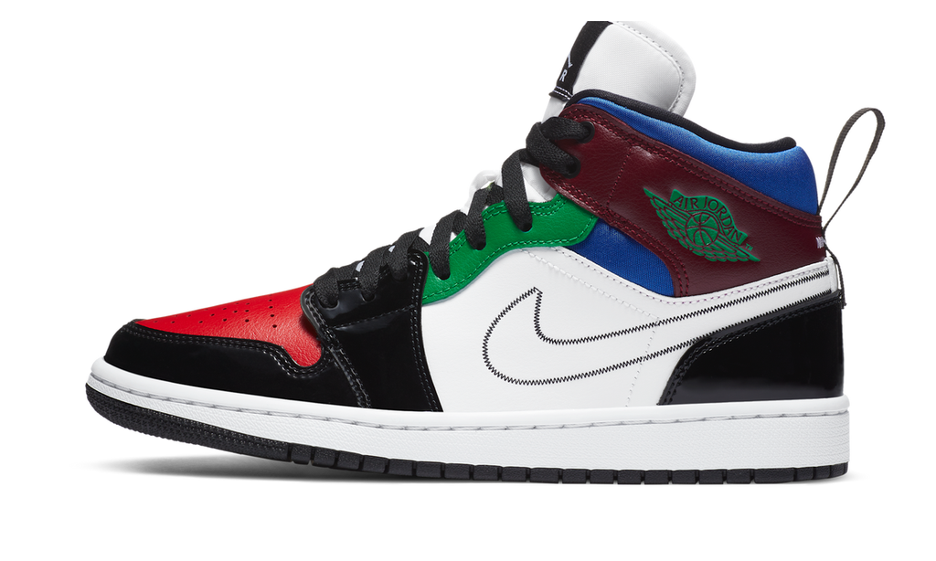 Air Jordan 1 Mid SE Black White Multi-Color (Women's) DB5454-001 — Vista 1