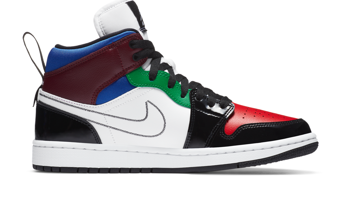 Air Jordan 1 Mid SE Black White Multi-Color (Women's) DB5454-001 — Vista 2