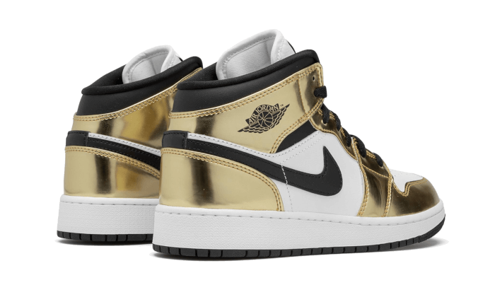 Air Jordan 1 Mid White Metallic Gold DC1419-700 — Vista 3