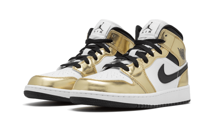 Air Jordan 1 Mid White Metallic Gold (GS) DC1420-700 — Vista 2