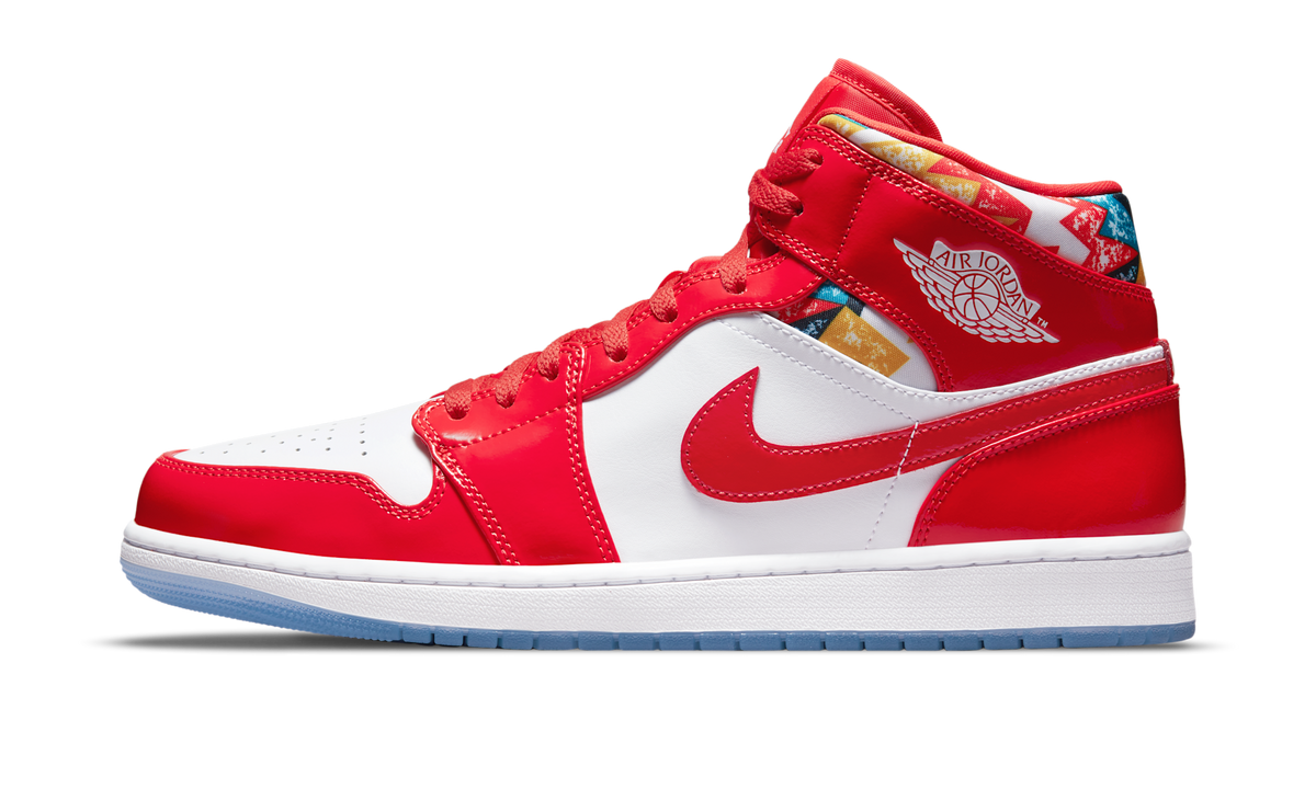 Air Jordan 1 Mid Barcelona Sweater Red Patent DC7294-600 — Vista 1