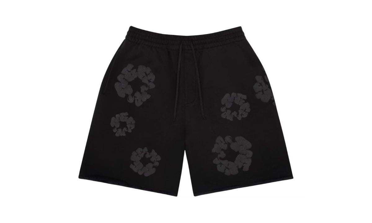 Denim Tears Faded Mono Cotton Wreath Sweatshorts Black
