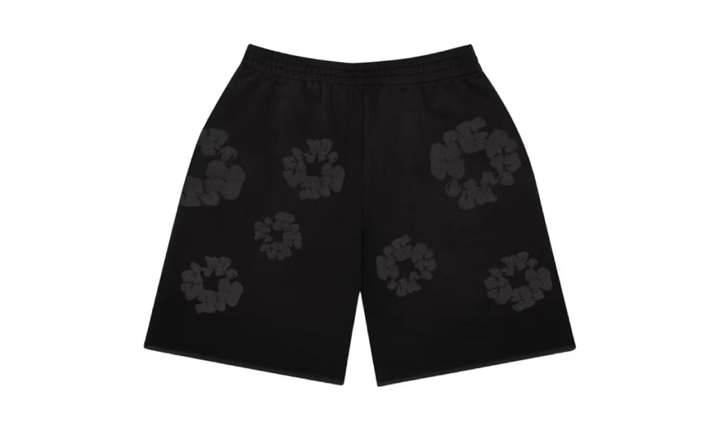 Denim Tears Faded Mono Cotton Wreath Sweatshorts Black