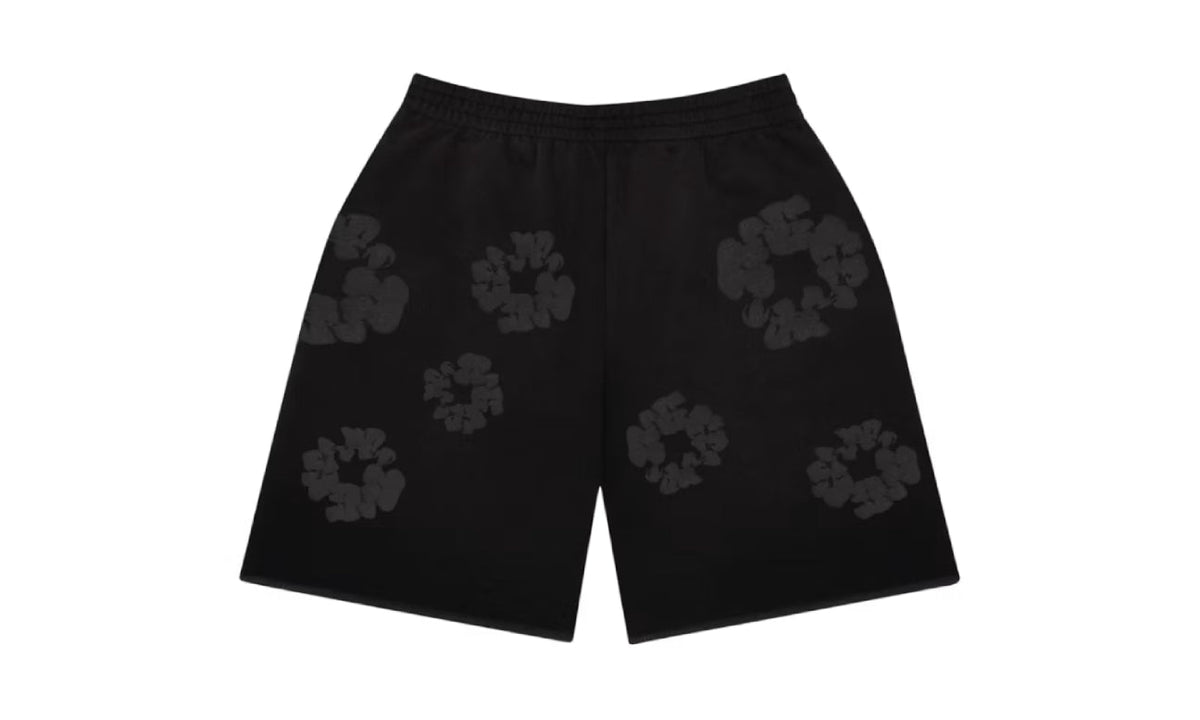 Denim Tears Faded Mono Cotton Wreath Sweatshorts Black