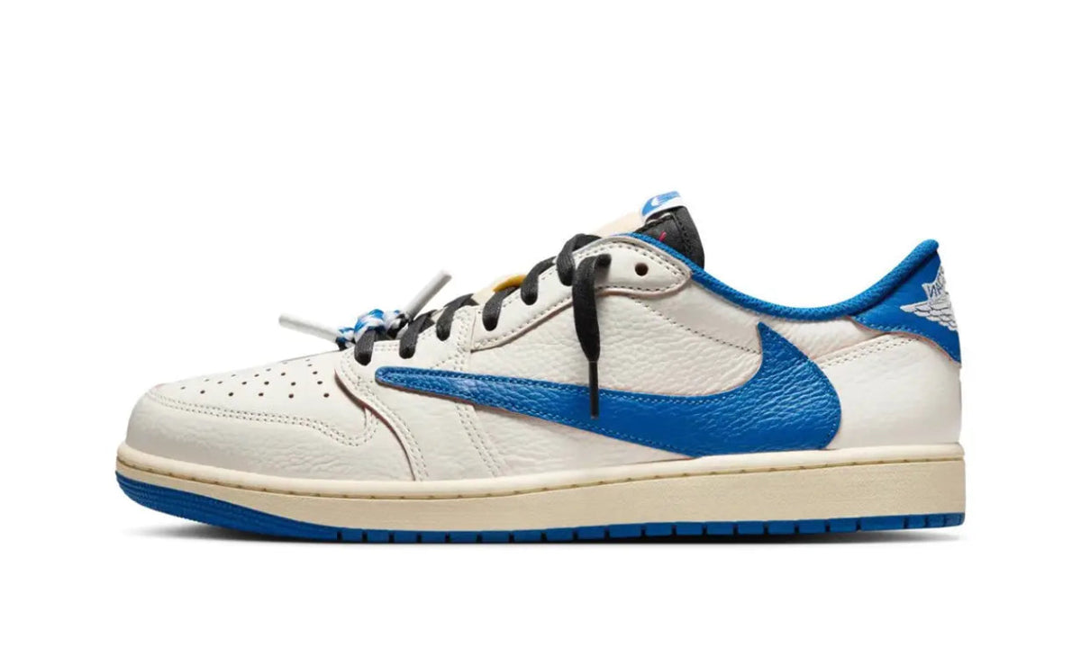 Air Jordan 1 Retro Low OG SP Fragment x Travis Scott Sail Military Blue DM7866-104 — Vista 1