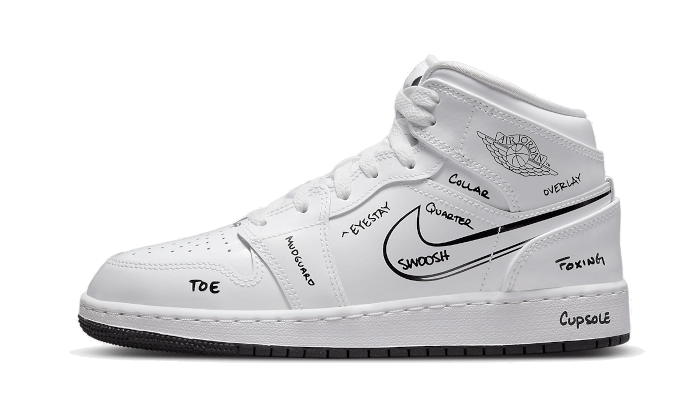 Air Jordan 1 Mid Schematic (GS) DQ1864-100 — Vista 1