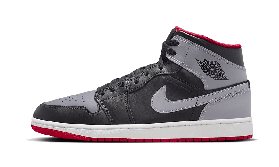 Air Jordan 1 Mid Black Cement Grey-Fire Red (GS) DQ8423-006 — Vista 1