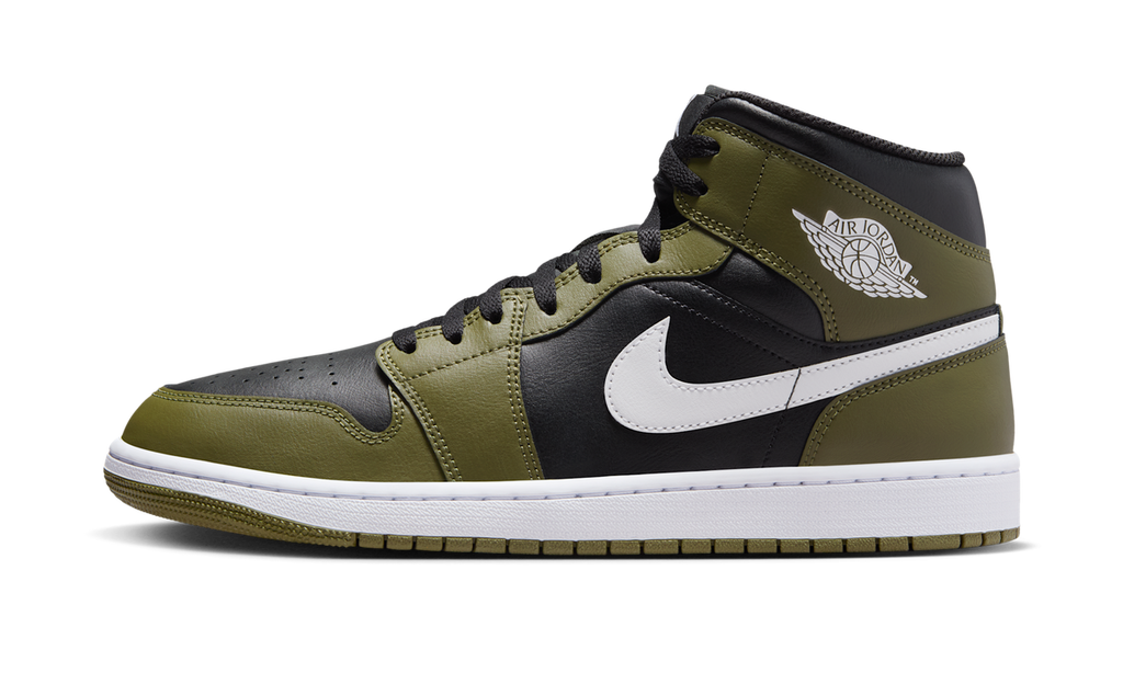 Air Jordan 1 Mid Black White Olive (GS) DQ8423-092 — Vista 1