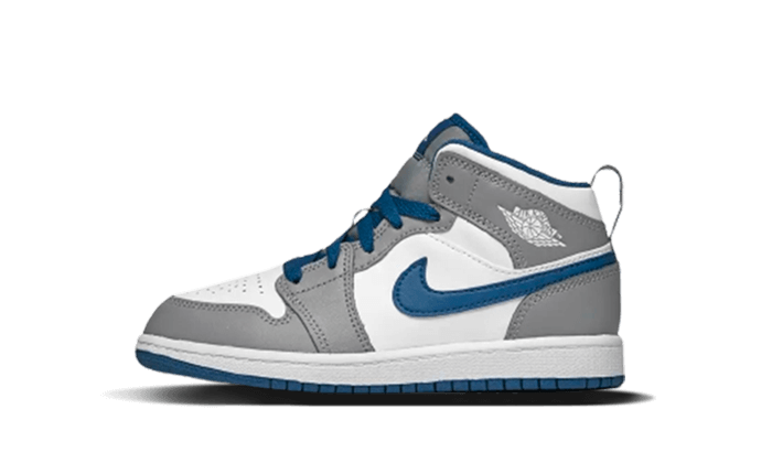Air Jordan 1 Mid True Blue Cement (PS) DQ8424-014 — Vista 1