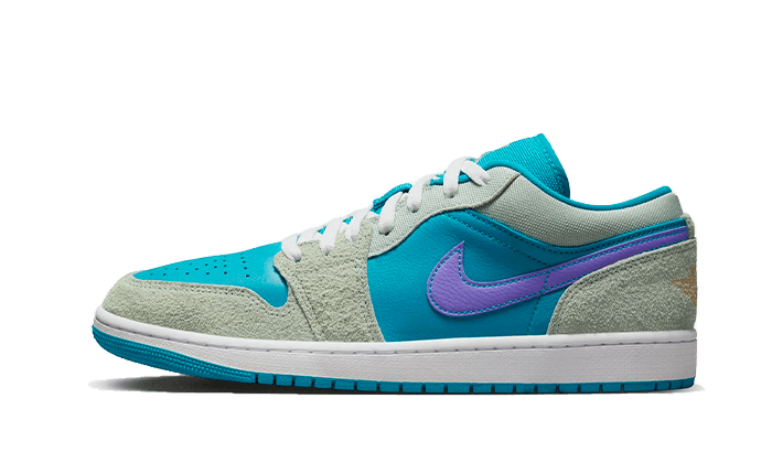 Air Jordan 1 Low SE Pistachio Frost Aquatone Psychic Purple Celestial Gold (GS) DX4374-300 — Vista 1