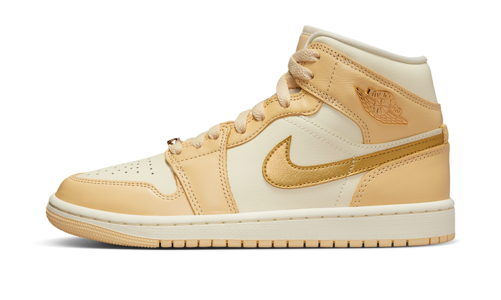 Air Jordan 1 Mid SE Pale Vanilla Metallic Gold (Women's) FB9892-200 — Vista 1