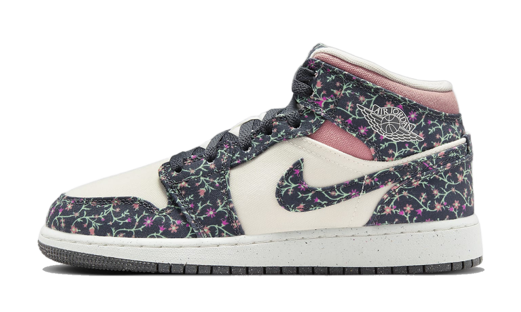 Air Jordan 1 Mid SE Floral Canvas FJ3451-001 — Vista 1