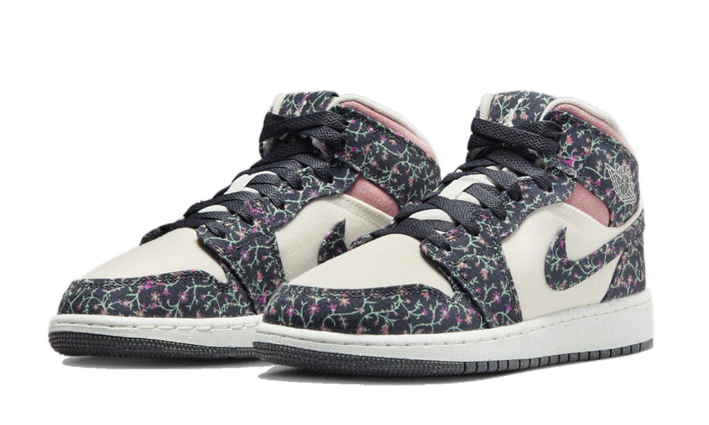 Air Jordan 1 Mid SE Floral Canvas FJ3451-001 — Vista 2