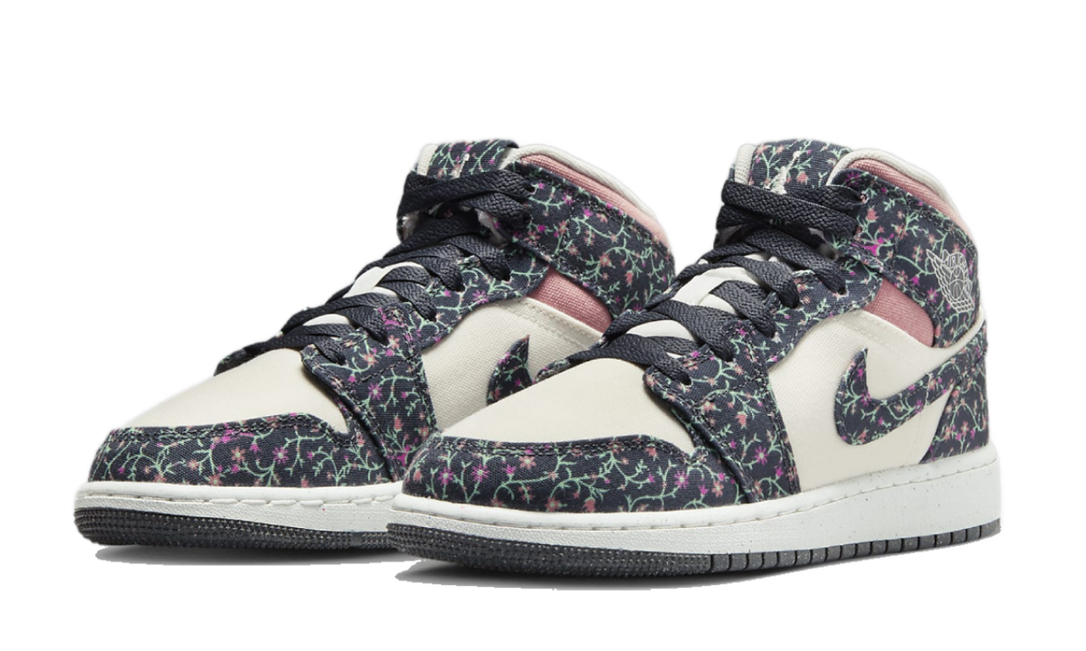 Air Jordan 1 Mid SE Floral Canvas FJ3451-001 — Vista 2