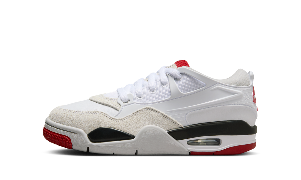 Air Jordan 4 RM White Black Neutral Grey Varsity Red (GS) FQ7938-102 — Vista 1