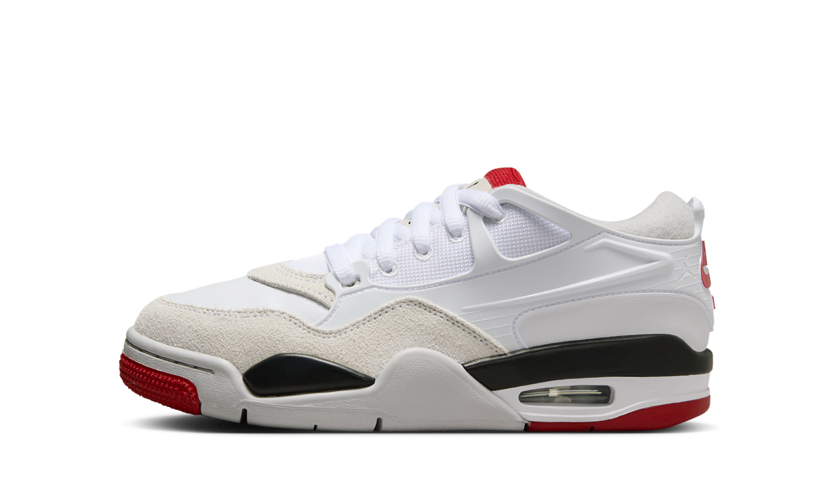 Air Jordan 4 RM White Black Neutral Grey Varsity Red (GS) FQ7938-102 — Vista 1