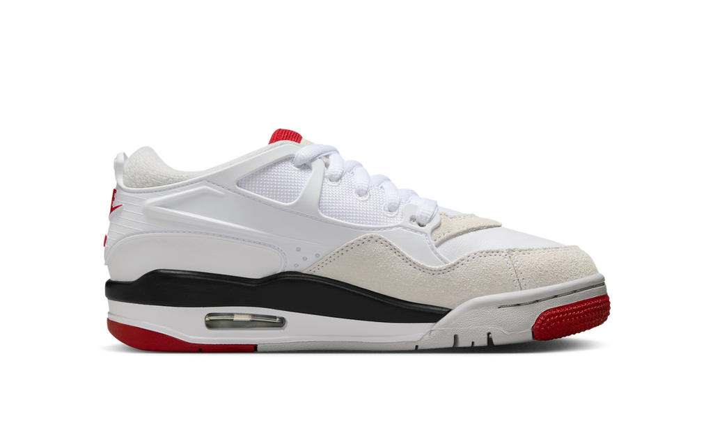 Air Jordan 4 RM White Black Neutral Grey Varsity Red (GS) FQ7938-102 — Vista 2