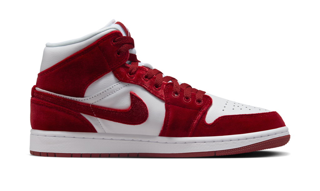 Air Jordan 1 Mid SE Red Velvet (Women's) FZ3334-100 — Vista 2