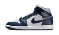 Air Jordan 1 Mid Football Grey White Midnight Navy (Women's) FZ8777-044 — Vista 1